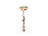 Rose gold Fancy Yellow Princess  Cut Halo Twisted Band Four-Prong Ring_2