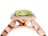 Rose gold Fancy Yellow Princess  Cut Halo Twisted Band Four-Prong Ring_4