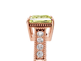 Rose gold Fancy Yellow Princess  Cut Milgrain Channel Set Engagement Ring with Solitaire Prong Setting_5