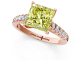 Rose gold Fancy Yellow Princess  Cut Pavé Band Solitaire Ring with Four-Prong Setting_1