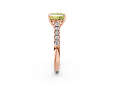 Rose gold Fancy Yellow Princess  Cut Pavé Band Solitaire Ring with Four-Prong Setting_2