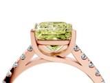 Rose gold Fancy Yellow Princess  Cut Pavé Band Solitaire Ring with Four-Prong Setting_4