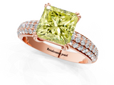 Rose gold Fancy Yellow Princess  Cut Pave Diamond Engagement Ring with Channel Set Band and Four-Prong Setting_1