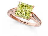 Rose gold Fancy Yellow Princess Cut Solitaire Cathedral Diamond Engagement Ring with Channel-Set Band and Four-Prong Setting_4