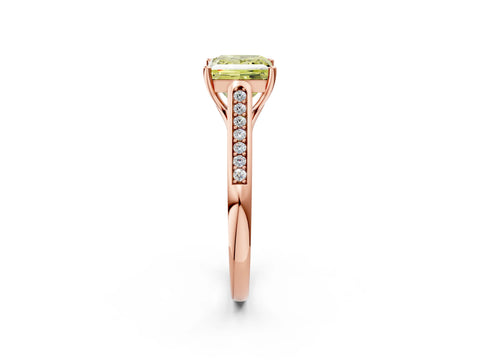 Rose gold Fancy Yellow Princess Cut Solitaire Cathedral Diamond Engagement Ring with Channel-Set Band and Four-Prong Setting_5