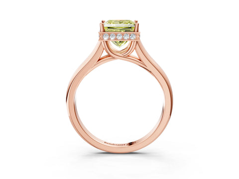 Rose gold Fancy Yellow Princess Cut Solitaire Diamond Engagement Ring with Four-Prong Setting and Tapered Band_3