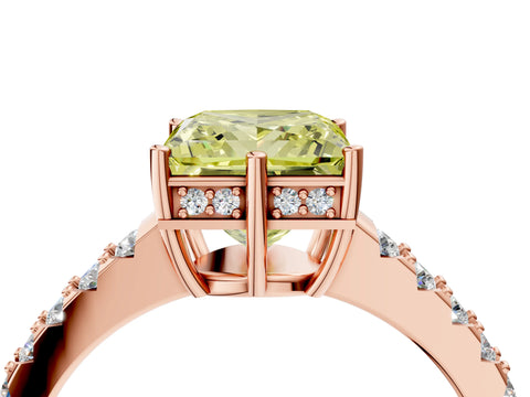 Rose gold Fancy Yellow Princess Cut Solitaire Diamond Engagement Ring with Pavé Band and Six-Prong Setting_16