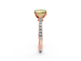 Rose gold Fancy Yellow Princess  Cut Solitaire Diamond Engagement Ring with Pave Band and Four-Prong Setting_2