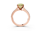 Rose gold Fancy Yellow Princess  Cut Solitaire Diamond Engagement Ring with Pave Band and Four-Prong Setting_3