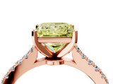 Rose gold Fancy Yellow Princess  Cut Solitaire Diamond Engagement Ring with Pave Band and Four-Prong Setting_4
