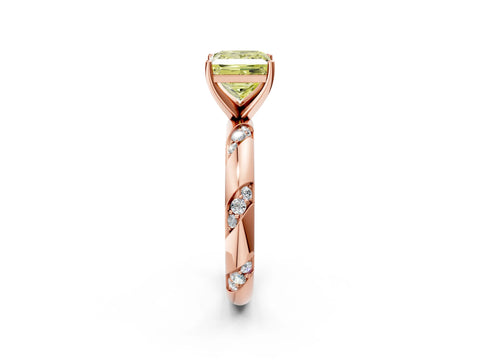 Rose gold Fancy Yellow Princess Cut Solitaire Diamond Engagement Ring with Twisted Pave Band and Four-Prong Setting_17