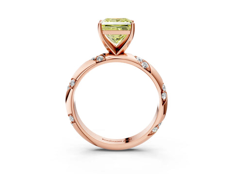 Rose gold Fancy Yellow Princess Cut Solitaire Diamond Engagement Ring with Twisted Pave Band and Four-Prong Setting_18