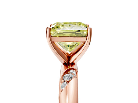Rose gold Fancy Yellow Princess Cut Solitaire Diamond Engagement Ring with Twisted Pave Band and Four-Prong Setting_20