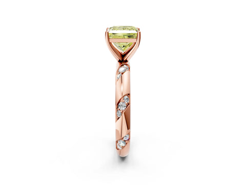 Rose gold Fancy Yellow Princess Cut Solitaire Diamond Engagement Ring with Twisted Pave Band and Four-Prong Setting_29