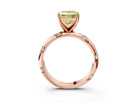 Rose gold Fancy Yellow Princess Cut Solitaire Diamond Engagement Ring with Twisted Pave Band and Four-Prong Setting_30