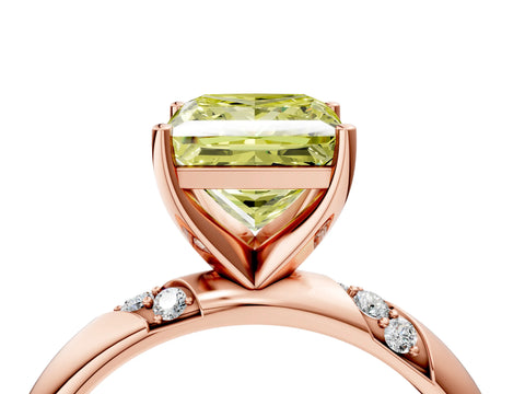 Rose gold Fancy Yellow Princess Cut Solitaire Diamond Engagement Ring with Twisted Pave Band and Four-Prong Setting_31