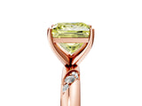 Rose gold Fancy Yellow Princess Cut Solitaire Diamond Engagement Ring with Twisted Pave Band and Four-Prong Setting_32