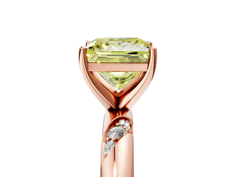 Rose gold Fancy Yellow Princess Cut Solitaire Diamond Engagement Ring with Twisted Pave Band and Four-Prong Setting_32