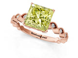 Rose gold Fancy Yellow Princess Cut Solitaire Diamond Ring with Infinity Twist Band and Four-Prong Setting_1
