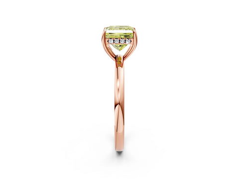 Rose gold Fancy Yellow Princess Cut Solitaire Diamond Ring with Prong Setting and Plain Band_2