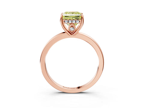 Rose gold Fancy Yellow Princess Cut Solitaire Diamond Ring with Prong Setting and Plain Band_3