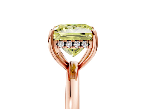 Rose gold Fancy Yellow Princess Cut Solitaire Diamond Ring with Prong Setting and Plain Band_5