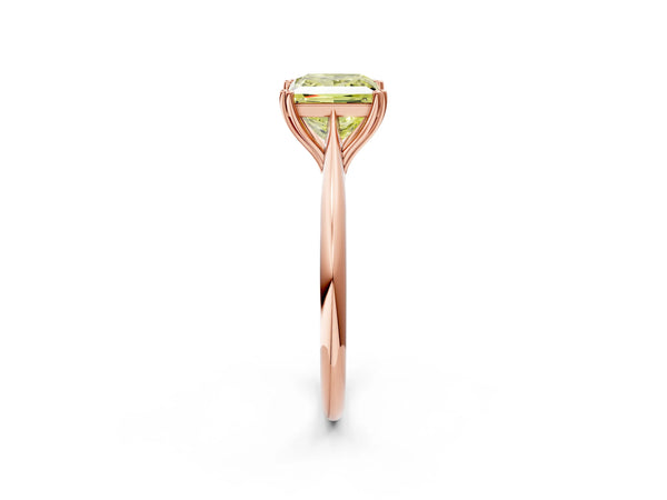 Rose gold Fancy Yellow Princess Cut Solitaire Diamond Ring with Six-Prong Setting and Classic Band