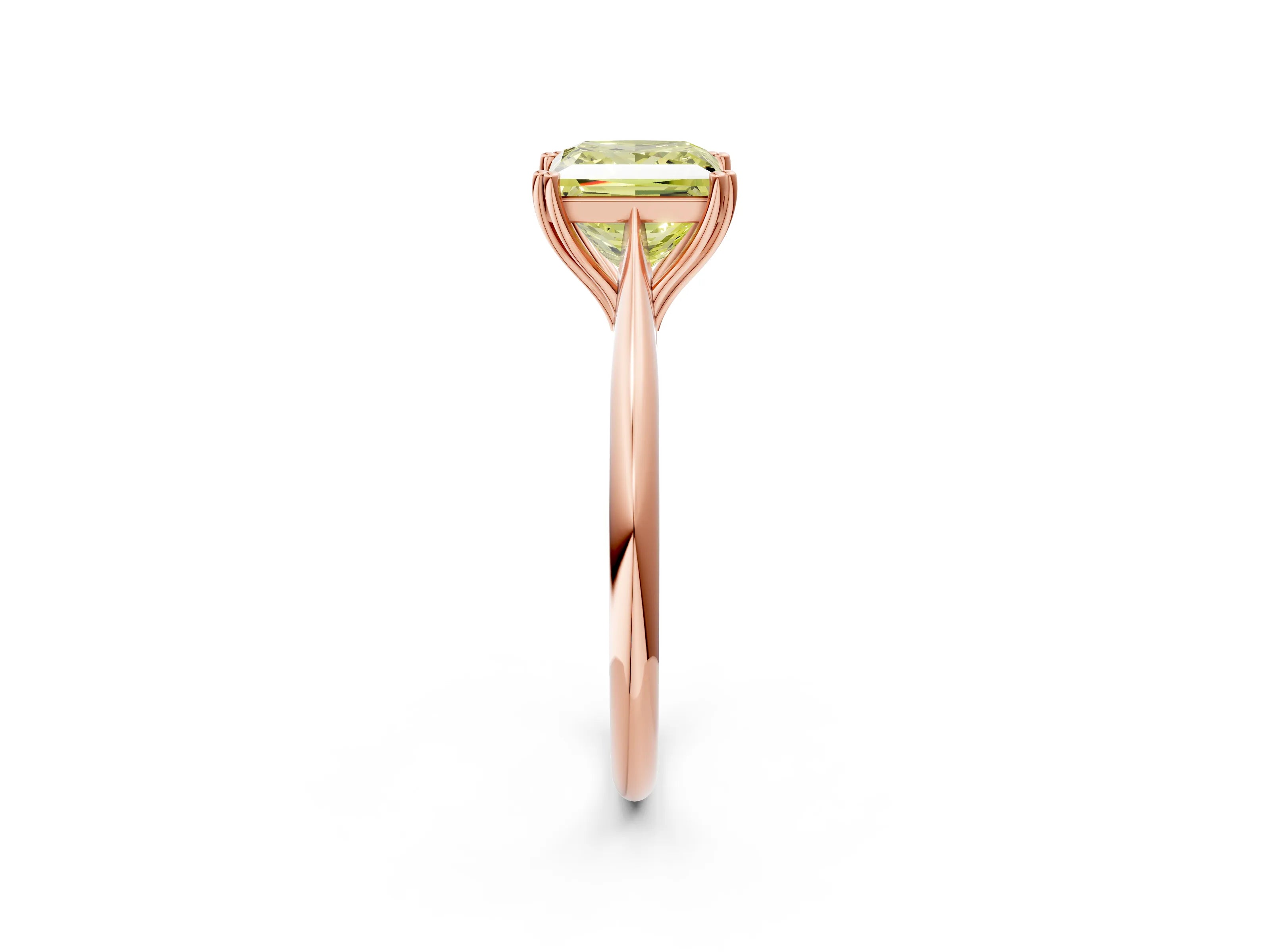 Rose gold Fancy Yellow Princess Cut Solitaire Diamond Ring with Six-Prong Setting and Classic Band_2