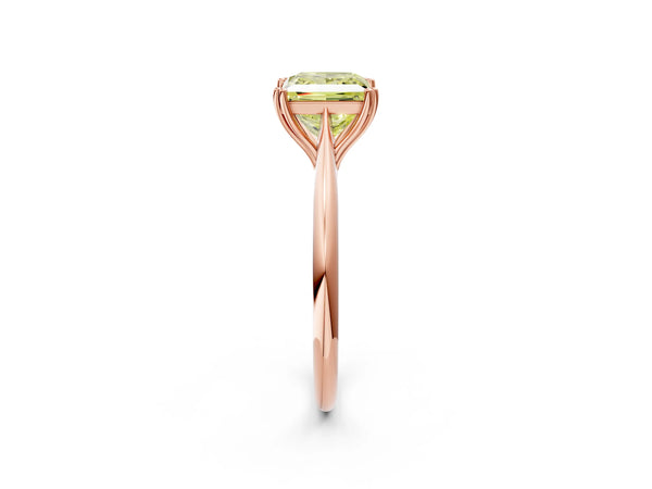 Rose gold Fancy Yellow Princess Cut Solitaire Diamond Ring with Six-Prong Setting and Classic Band