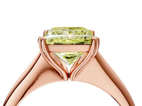 Rose gold Fancy Yellow Princess Cut Solitaire Diamond Ring with Six-Prong Setting and Classic Band_4