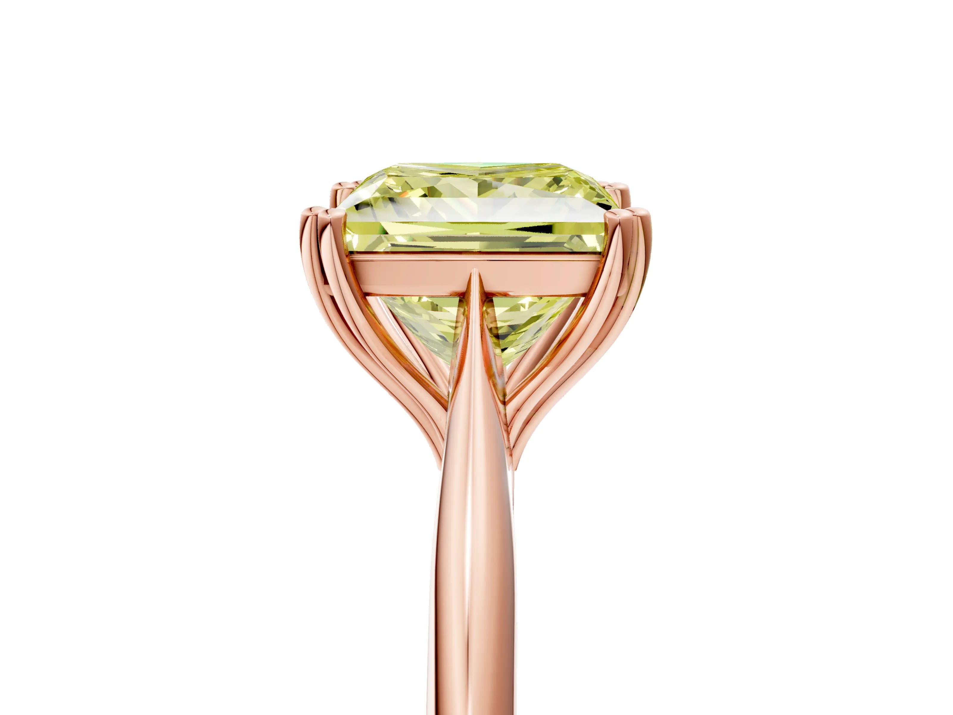 Rose gold Fancy Yellow Princess Cut Solitaire Diamond Ring with Six-Prong Setting and Classic Band_5