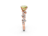 Rose gold Fancy Yellow Princess  Cut Solitaire Diamond Twisted Band with Pave Setting_2
