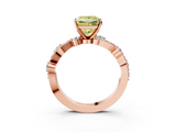 Rose gold Fancy Yellow Princess  Cut Solitaire Diamond Twisted Band with Pave Setting_3