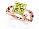 Rose gold Fancy Yellow Princess  Cut Solitaire Diamond with Side Stones on Criss-Cross Band and Four-Prong Setting_1