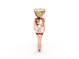 Rose gold Fancy Yellow Princess  Cut Solitaire Diamond with Side Stones on Criss-Cross Band and Four-Prong Setting_2