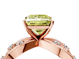 Rose gold Fancy Yellow Princess  Cut Solitaire Diamond with Side Stones on Criss-Cross Band and Four-Prong Setting_4