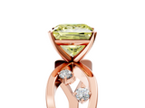 Rose gold Fancy Yellow Princess  Cut Solitaire Diamond with Side Stones on Criss-Cross Band and Four-Prong Setting_5