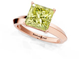 Rose gold Fancy Yellow Princess  Cut Solitaire Engagement Ring with Flat Band and Four-Prong Setting 1