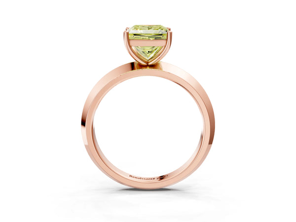 Rose Gold Princess Cut Knife-Edge Solitaire Engagement Ring Setting for Fancy Yellow Center