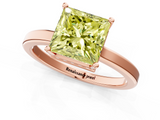 Rose gold Fancy Yellow Princess  Cut Solitaire Engagement Ring with Four-Prong Setting on a Classic Band_1