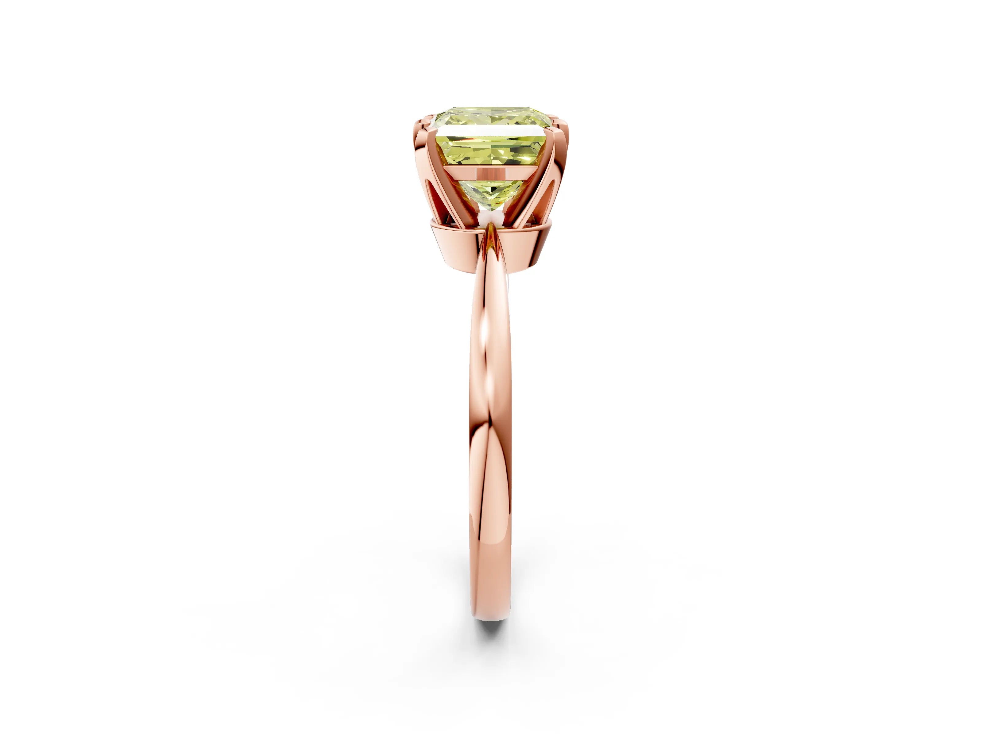 Rose gold Fancy Yellow Princess Cut Solitaire Engagement Ring with Six-Prong Setting and Tapered Band_2