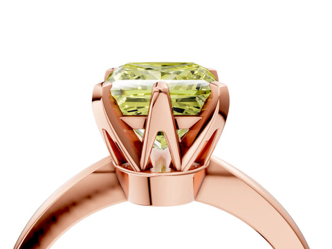 Rose gold Fancy Yellow Princess Cut Solitaire Engagement Ring with Six-Prong Setting and Tapered Band_4