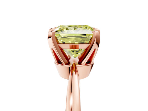 Rose gold Fancy Yellow Princess Cut Solitaire Engagement Ring with Six-Prong Setting and Tapered Band_5