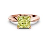 Rose gold Fancy Yellow Princess  Cut Solitaire Engagement Ring with Tapered Band and Four-Prong Setting