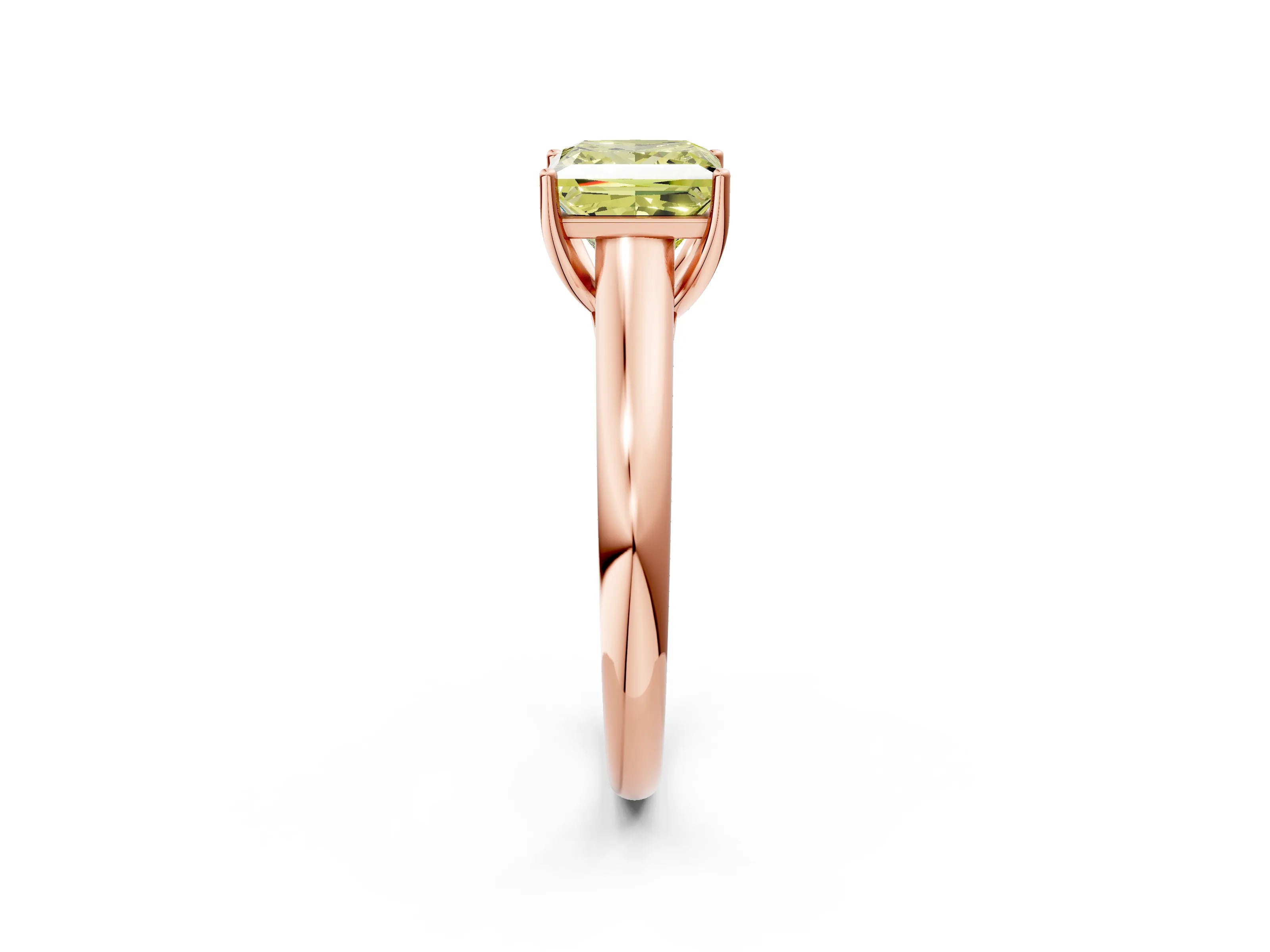 Rose gold Fancy Yellow Princess Cut Solitaire Engagement Ring with Tapered Band and Four-Prong Setting_5