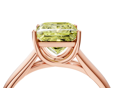 Rose gold Fancy Yellow Princess Cut Solitaire Engagement Ring with Tapered Band and Four-Prong Setting_7