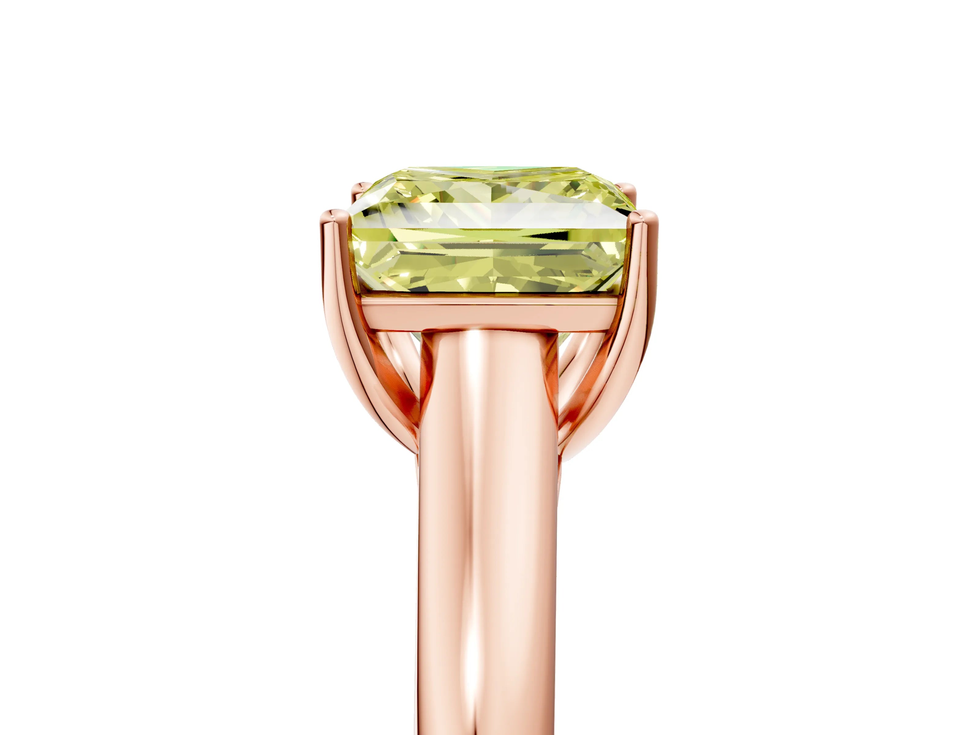 Rose gold Fancy Yellow Princess Cut Solitaire Engagement Ring with Tapered Band and Four-Prong Setting_8