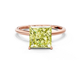 Rose gold Fancy Yellow Princess  Cut Solitaire Engagement Ring with Thin Band and Four-Prong Setting_3