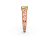 Rose gold Fancy Yellow Princess  Cut Solitaire Engraved Band with Four-Prong Setting_2