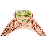 Rose gold Fancy Yellow Princess  Cut Solitaire Engraved Band with Four-Prong Setting_4